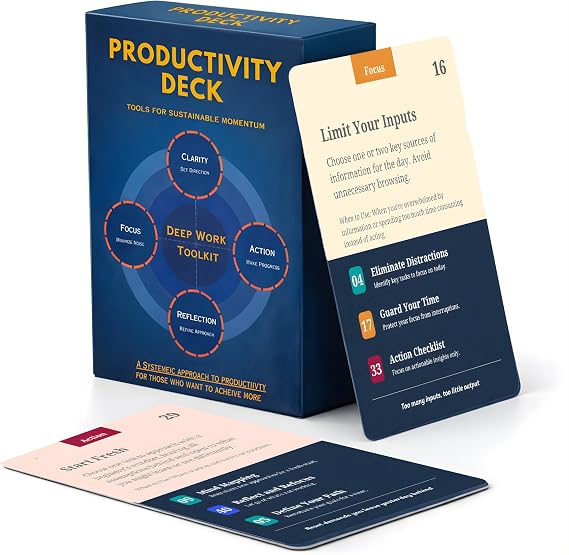 Productivity Deck, Deep Work Toolkit, 48 Evidence-Based Cards for Entrepreneurs, Students & Professionals