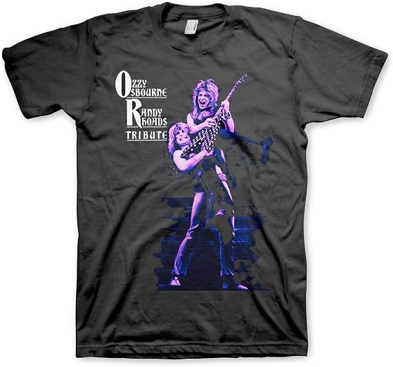 2Bhip Ozzy Osbourne Randy Rhoads Tribute Vintage Style T Shirt Black | Officially Licensed Ozzy Osbourne Tee, Distressed Vintage Style Print, Unisex Men Women, Short Sleeve Graphic, Metal