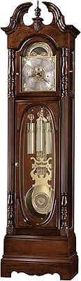 Howard Miller Robinson Grandfather Clock, Swan-Neck Pediment Adjustable Brown Grandfather Clocks Adjustable Levelers, Triple-Chime Movement with Bordeaux Finish for Home Decor & Office