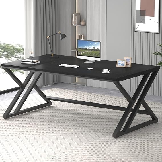 LVB Gaming Desk Computer Office Table Large Desks for Home 180cm Black Oak