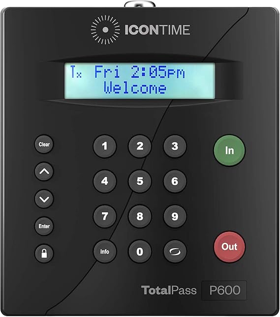 TotalPass P600 Employee Time Clock | Made in USA| Ready to Use Out-of-The-Box | Manage Timecards via USB, Network, Wi-Fi or Web| Time Clock Entry Options PIN-Keypad, RFID Badge or Web|NO Monthly Fees