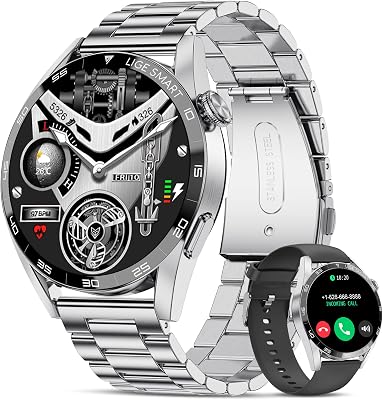 LIGE Smart Watch for Men Bluetooth Call Answering, Fitness Tracker Watch with Heart RateBPSleep Monitor Step Counter, 2023 1.3 HD Full Touch Screen Waterproof Smartwatches for iPhone Android