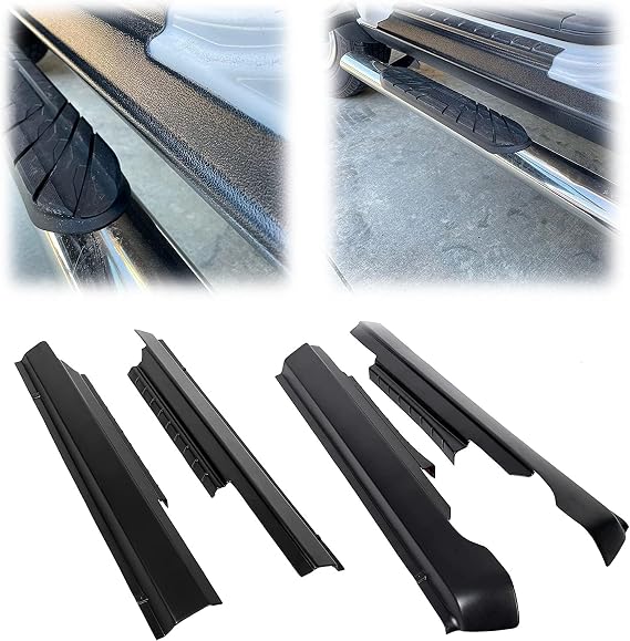Rocker Panel Cover Guard Compatible with 2009-2018 Dodge Ram Crew Cab Molding Trim Matte Black Textured Finish Replace for 14064