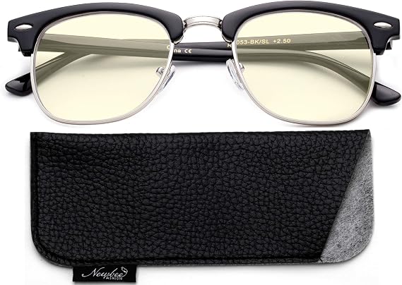 Newbee Fashion - Blue Light Blocking Vintage Oval Retro Computer Glasses
