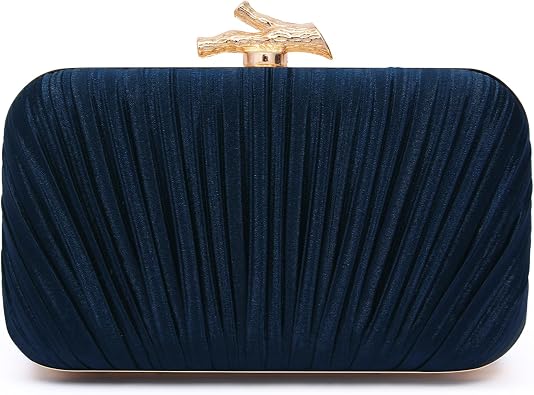 Purses for Women Evening Bag Handbags Formal Pleated Clutch Bag with Chain for Prom Wedding Party Black-tie affairs