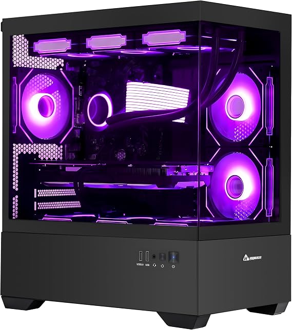 Superview Gaming PC Desktop Computer - AMD Ryzen 7 5700X 3.4 GHz, RTX 4060 8G, 32GB DDR4 RAM 3200, 1TB M.2 PCIE + 2TB SATA SSD, 650W PSU, 360mm AIO, 11AC Wi-Fi, Windows 11 Pro 64-bit, Black