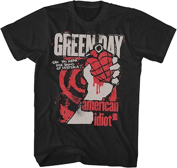 Green Day American Idiot Mens Black Short Sleeve T Shirt Punk Rock Vintage Style Graphic Tees