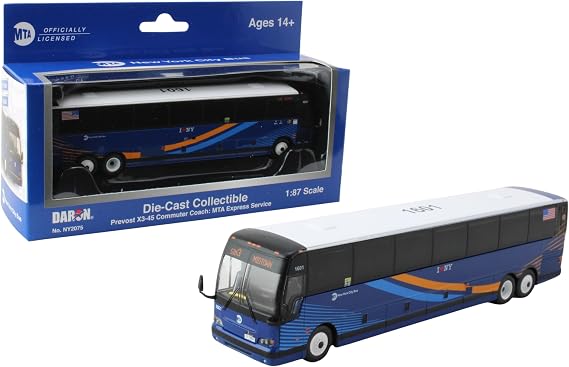 Prevost X3-45 Commuter Coach: MTA Express Service Bus, with Die-Cast Metal, 1/87 Scale (6")