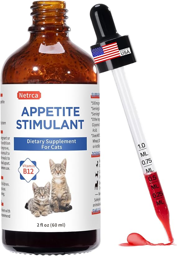 Cat Appetite Stimulant - Vitamin B12 (Methylcobalamin) Liquid Supplement - Boosts Appetite, Energy, and Mood - 60 ml