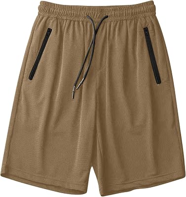 Running Shorts for Men Solid Color Drawstring Lounge Jogger Short Elastic Waist Quick Dry Shorts with Zipper Pocket