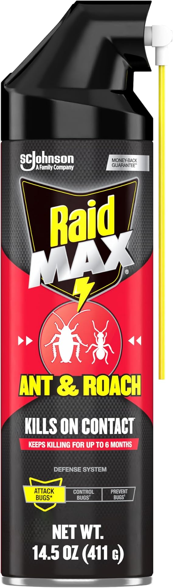 Raid Max Ant & Roach Spray, Kills Ants, Raoches, and Other Insects on Contact, Kills Listed Insects for 6 Months, 14.5oz