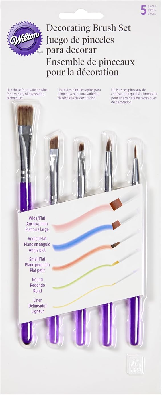 Wilton 5-Piece Decorating Brush Set, Synthetic Bristles