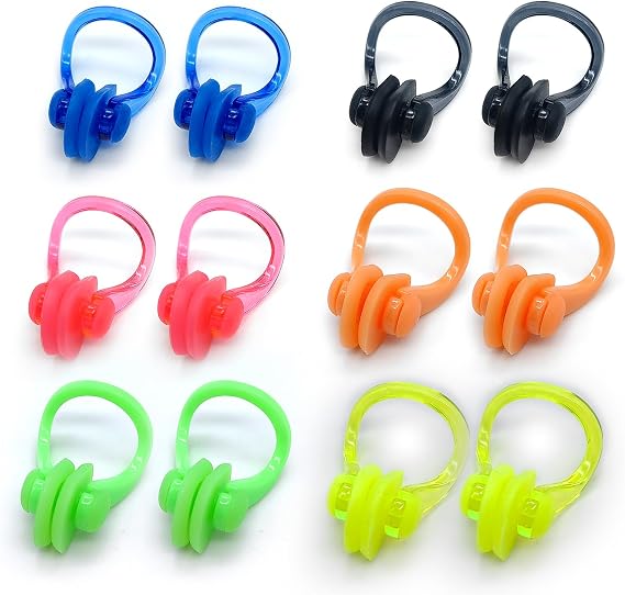 Zooshine 12 Pcs Silicone Swim Nose Clips for Adults Kids 7+,Non-Slip Waterproof Nose Plugs for Pool Swimming Water Sports,Keep Water Out of Nose