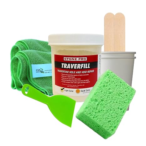 Stone Pro Traverfill - The Ultimate Travertine Hole Repair Solution (1 Pound Light) KIT