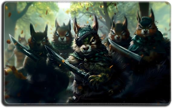 Card Game Playmat - Premium Stitched Edge - Perfect for MTG Commander Decks (Squirrel General)