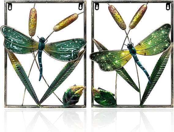 LIFFY Dragonfly Gifts for Women - Dragonfly Outdoor Indoor Wall Decor - Metal Frame Wall Decorations for Home, Holiday or Birthdays, Metal Wall Art Home Accent, Enhance Living Spaces Additions