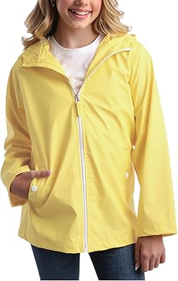 Pink Platinum Girls Rain Jacket - Wind and Waterproof Rain Jacket Lightweight Full Zip Up Hooded Raincoat for Girls