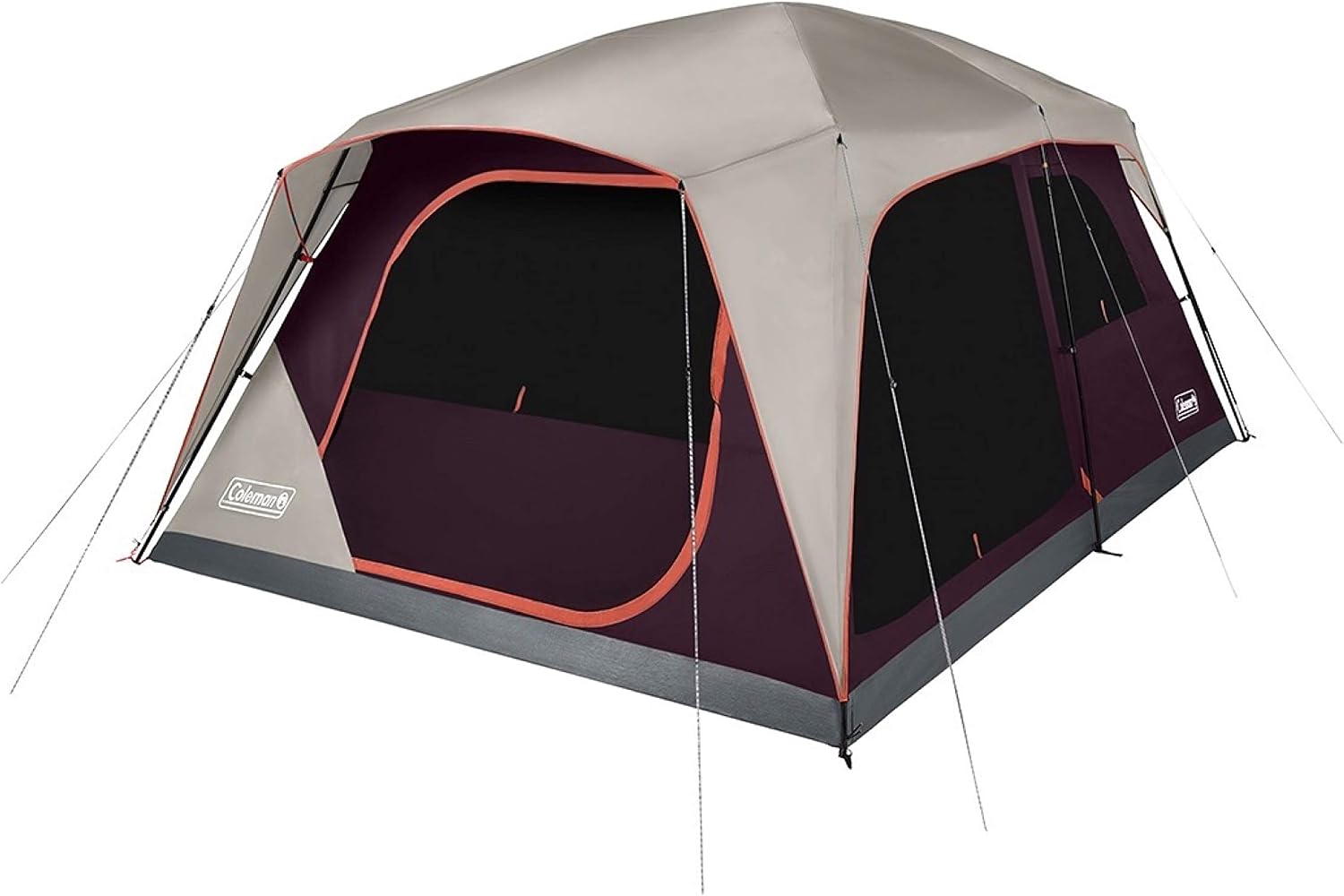Coleman Skylodge Camping Tent for 81012 People, Weatherproof Family Tent, Convertible Screen Dome, Color Coded Poles, Dividers, Rain Fly and Storage Pockets, Fits Multiple Queen Size Airbeds