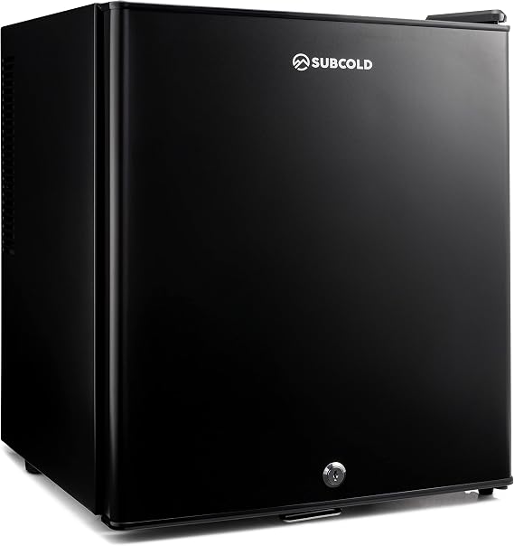 Subcold Aire30 LED Mini Fridge, 30L Table Top Model, Black | Quiet Frost Free, for Bedrooms and Hotels, Lockable with Solid door, Interior Light [Energy Class E]