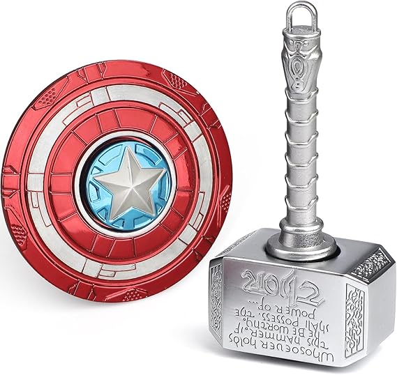 Fidget Spinner Hammer Hand Spinner Toys for Kids Adult, Metal Finger Spinner Two Modes Fidget Pack for Anxiety Stress Relief Focus, Birthday Halloween Filler