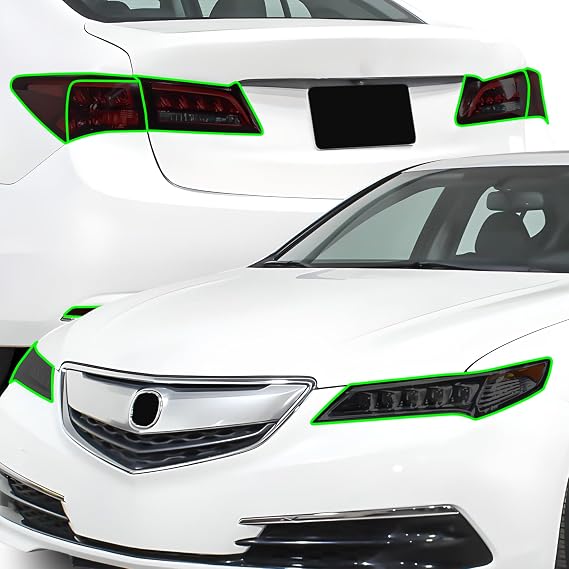 BOGAR TECH DESIGNS Precut Made for Acura TLX 2015-2017 Full Headlight Taillight Reflector Sidemarker PPF Tint Kit Film, Dark Smoke