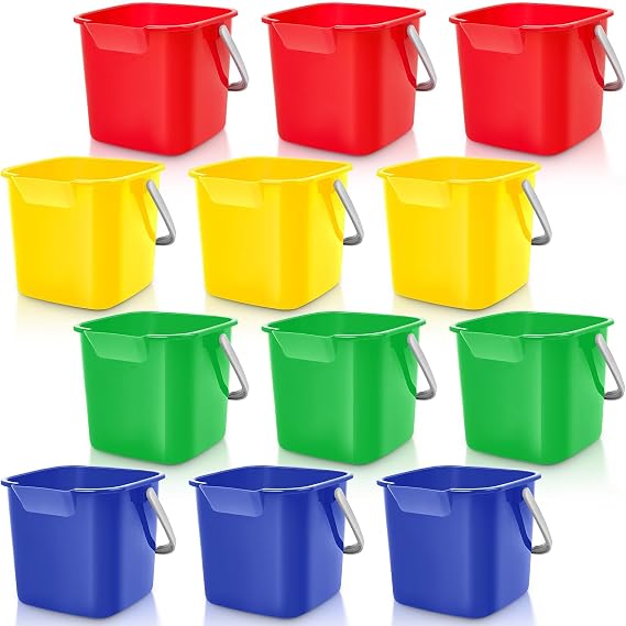 Irenare 12 Pcs Sanitizing Bucket 3 Quart Cleaning Pail, Multicolor