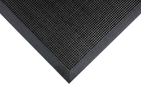Notrax T28 Scrape Moisture Trap Entry Scraper Mat, Outdoor Natural Rubber Doormat for Home or Business, Medium-Duty, Beveled Edges, 16" x 24", Black, T28S1624BL
