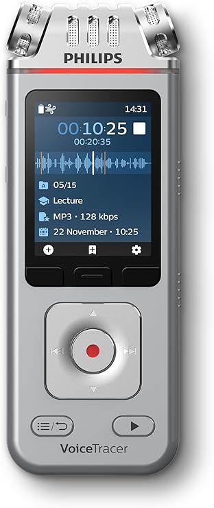 Philips VoiceTracer DVT4115 Digital Voice Recorder, Audio Recorder with Sembly AI Speech-to-Text Trial for Meetings, Lectures & Interviews