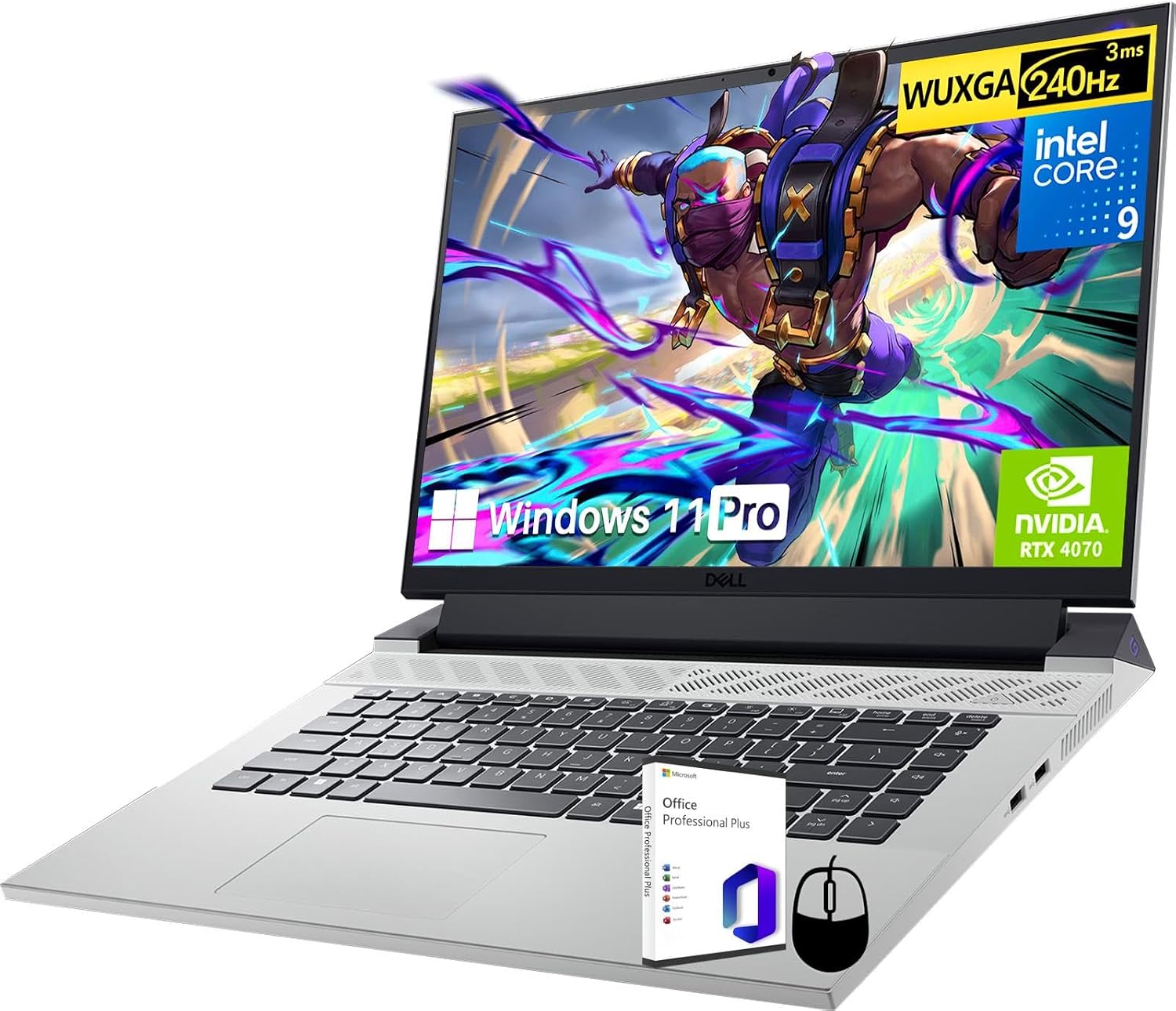 Dell G16 7630 Gaming Laptop, Office Pro Lifetime License, 16 QHD 2K 240Hz Display, Intel i9 13900HX, GeForce RTX 4070, 32 GB DDR5 RAM, 1 TB SSD, WiFi 6, Backlit KB, Windows 11 Pro, wAccessories