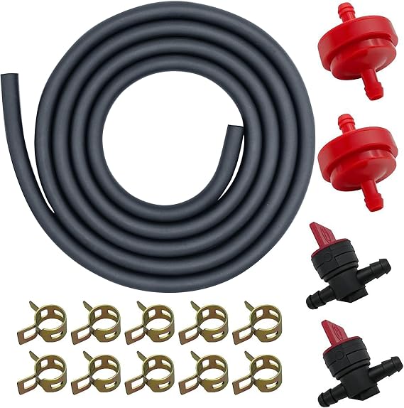 Strongthium 1/4" 6.6 FT Rubber Fuel Line Hose Kit Gas Tube Kit