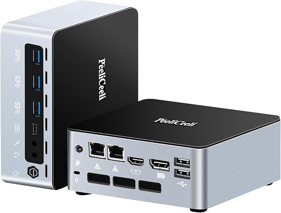 Mini PC, Core Ultra 7 155U Processor, Win11 Pro Micro Desktop Computer, AI Boost NPU, 2x Gigabit LAN, DP/HD/Type-C 4K Display, WiFi6, BT5.2, Barebone NO RAM NO Storage