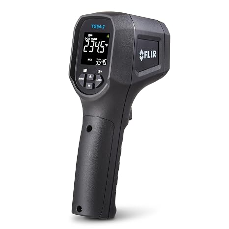Flir TG54-2 Infrared Spot Thermometer,22 to 1562F, 20:1 | Non-contact, 20:1 distance-to-spot, color display, IP65, 3m drop, 9V battery (8hr), lanyard