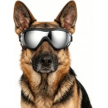 NAMSAN Dog Goggles Medium to Large Dog UV Sunglasses Windproof Anti-Dust Snowproof Pet Glasses with Elastic Straps