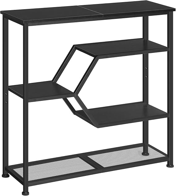 MAHANCRIS Console Table, 31.5'' Narrow Long Entryway Table, 5-Tier Thin Sofa Table with Open Storage Shelves, Foyer Table for Hallway, Entrance, Living Room, Bedroom, Black CTHB13101