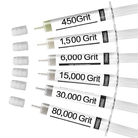 Diamond Paste Polishing and Lapping Compound Kit, 6 Pack, 450-80,000 Grit