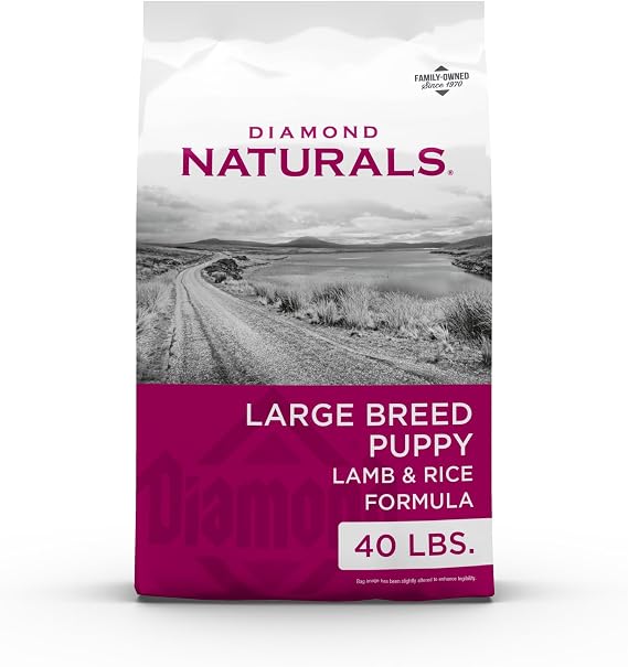 Diamond Naturals Large Breed Puppy Dry Dog Food, Lamb & Rice, 40lb | Puppy, Adult & Senior Dogs | Nutrient Levels to Fuel Larger Growing Bodies | DHA for Proper Brain & Vision Development