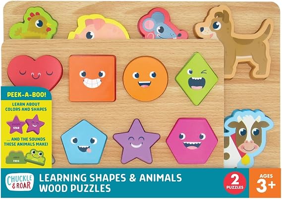 Chuckle & Roar - 10 Piece Shapes & Animals Jigsaw Puzzle for Kids Ages 3+