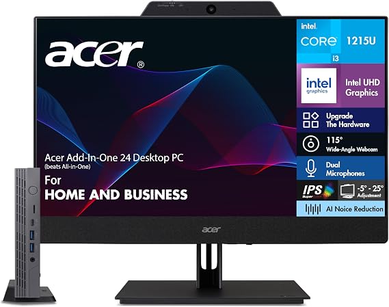 Acer Chromebox CX15 Add-in-One Desktop PC, 24" FHD IPS Monitor Combo