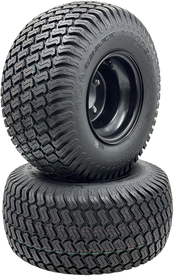 Set of 2-18x8.50-8 Flat Black Grass Master Turf Wheel Assembly