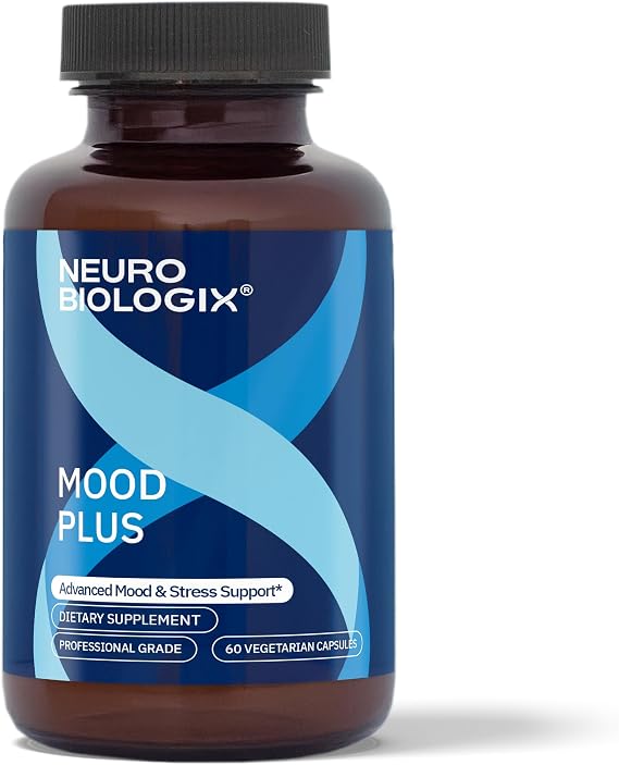 Neurobiologix Mood Plus, GABA, 5-HTP & Ashwagandha Supplement, 60 Capsules | Magnesium & Chamomile, Emotional Balance, Serotonin Support, for Men & Women