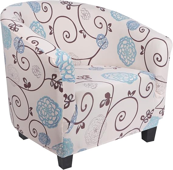 SearchI Club Chair Slipcover Stretch Barrel Chair Covers Printed Tub Chair Slipcovers Soft Spandex Armchair Sofa Cover Removable Couch Furniture Protector Arm Chair Cover for Living Room (Ball Flower)