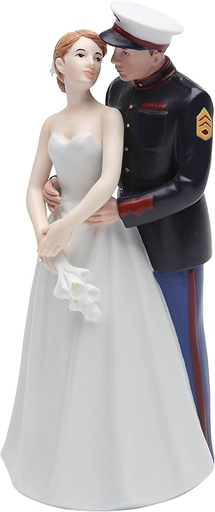 Cosmos Gifts 33267 Ceramic United States Marine Corps Wedding Couple Figurine, 7-Inch