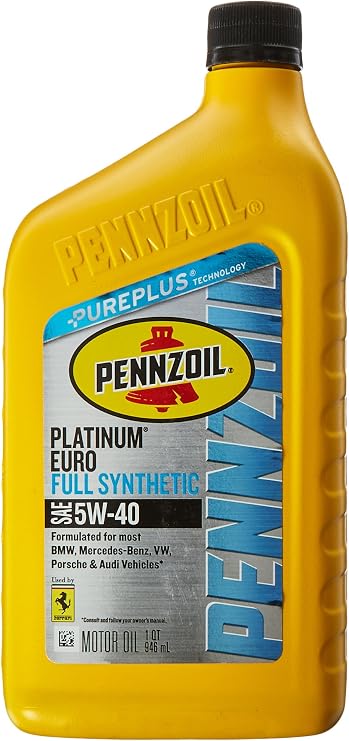 Pennzoil - 550040834 Platinum Euro Full Synthetic 5W-40 Motor Oil (1-Quart, Single-Pack)