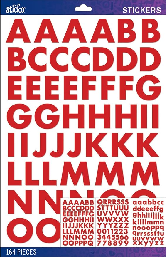 Sticko Sticker Alpha-Futura-Large-Bold-Red (164 Pieces) 52-90038