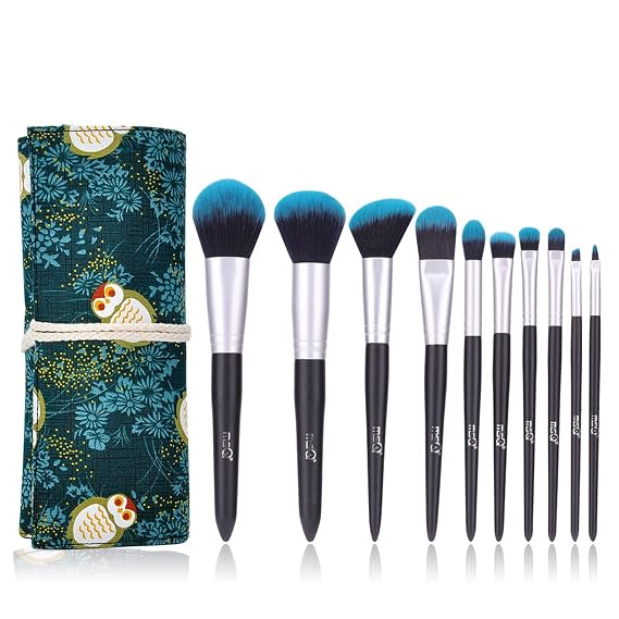 MSQ Makeup Brushes 10Pcs Powder Brushes Foundation Brush Premium Synthetic Hair Makeup Brush Set with Bag for Concealer Blush Blending Highlighting Contour Eyeshadow Blush Eyebrow Lip