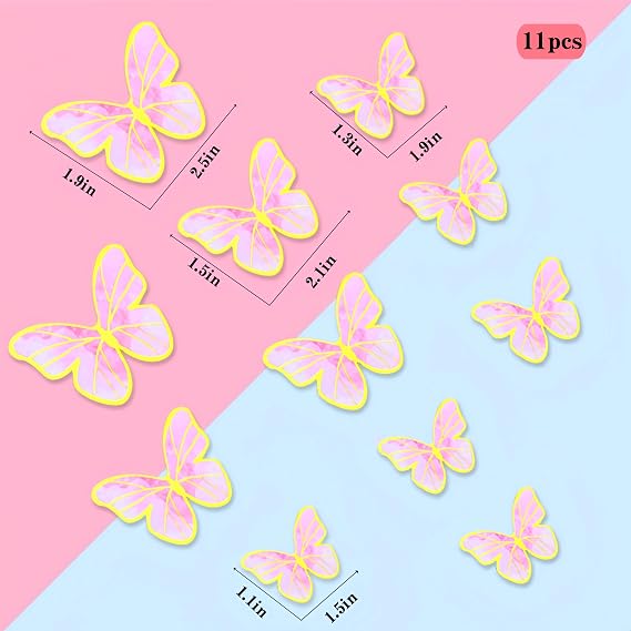 28 PCS Fairy Cake Toppers Mushroom House Cake Decor Butterfly Cake Decor Fairy Garden Topper Fairy Party Supplies Flower Cupcake Toppers