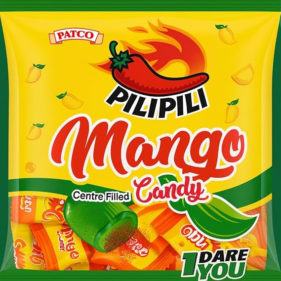 Mango Candy Hot Spicy Pili Pili Candies Individually Wrapped Center Filled - Patco Sweet & Spicy Chili Mango Sweets Bold Fiery Treats - Snacking Sharing Gift Bag Office Bowl Party Favor