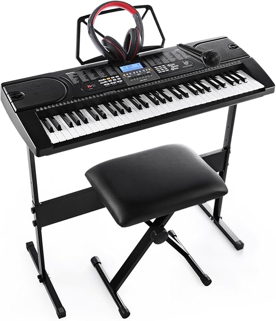 61-Key Electronic Keyboard Pack with Headphones,Microphone,Stand,Stool,and Power Supply-The electronic keyboards (Pack of 1)