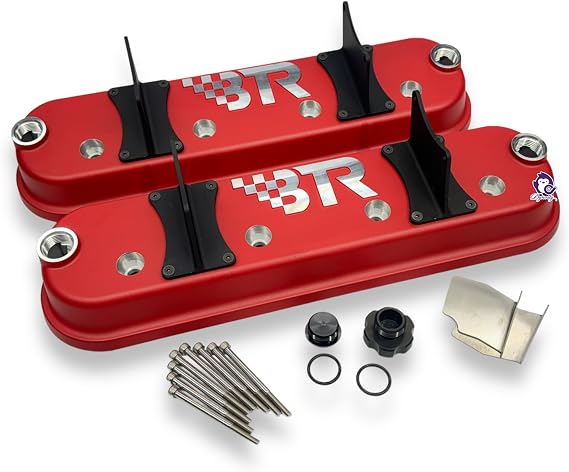 BTR LS Valve Covers Red Pair With Coil Mounts - Cast Aluminum Brian Tooley Valvecovers 4.8 5.3 5.7 6.0 6.2 7.0 LS1 LS3 LQ4 LS7