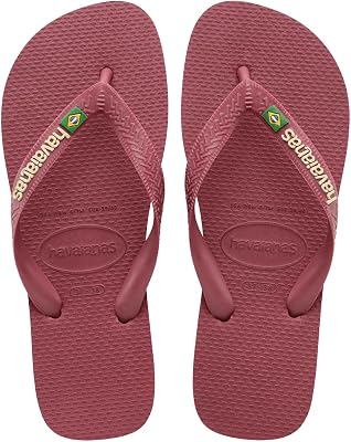 Havaianas Womens Brazil Logo Flip flops - Spring and Summer Sandals for Women - AMARANTH, 78W